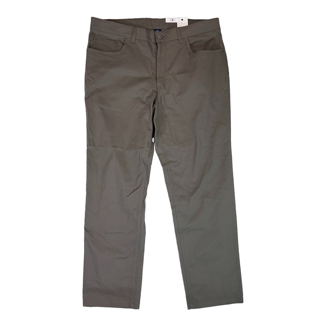 NEW George Men's Straight Leg Stretch Pants 40x30 Gray Brown Office Excellent